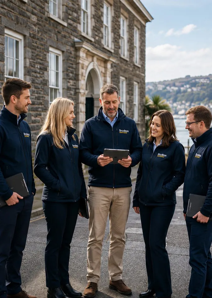 Bradleys Surveyors team outside a South West property